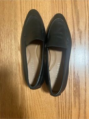 Aerosols Eastside2 Black Leather Pointed Toe Loafer Flats Women's Size 7